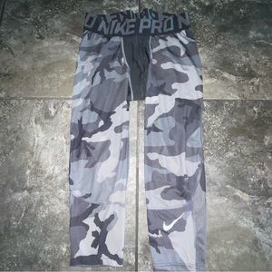 Nike Pro Dri Fit Camo Compression Leggings Gray Mens M